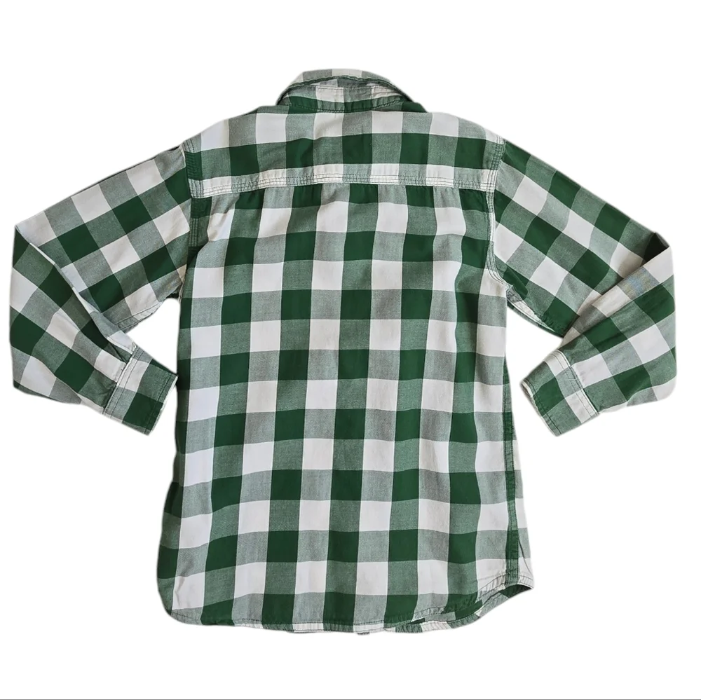 The Children's Place green and white plaid button down shirt size small 5/6